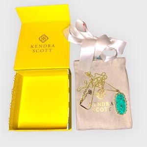 Kendra Scott Bronze Veined Teal Magnesite Necklace with Box and Pouch